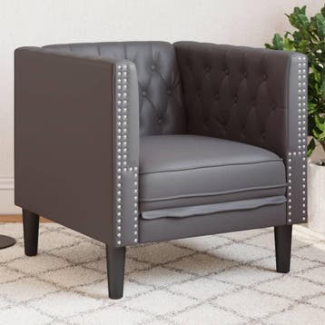 vidaXL Fauteuil Chesterfield-stijl kunstleer grijs, Verzenden