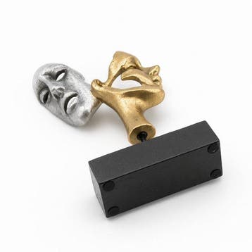 sculptuur, Abstract Dual Face Sculpture – Gold & Silver