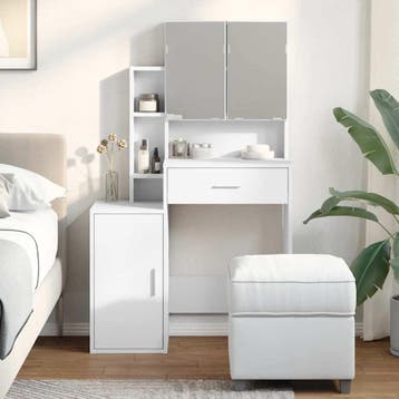 vidaXL Kaptafel met kastje 80x35x132 cm wit, Verzenden, Nieuw