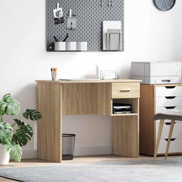 vidaXL Bureau Sonoma Eik 90 x 49 x 75 cm Bewerkt hout, Huis en Inrichting, Bureaus, Verzenden, Nieuw