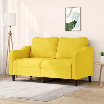 vidaXL Tweezitsbank / zetel 140 cm stof lichtgeel, Verzenden