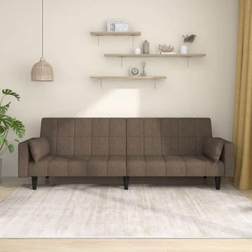 vidaXL Slaapbank / zetel 2-zits met 2 kussens stof taupe, Huis en Inrichting, Verzenden, Nieuw