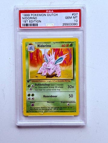 Pokémon - 1 Graded card - Nidorino 37 First edition - PSA 10, Nieuw