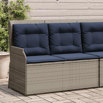 vidaXL Ligbank voor in de tuin met kussens grijs poly rattan, Verzenden, Nieuw