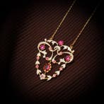Sans prix de réserve - Collier Argent Rubis - Diamant, Nieuw