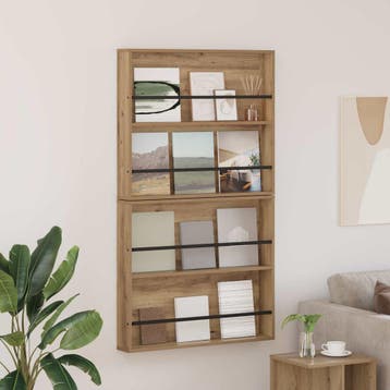 vidaXL Tijdschriftenrek met plank 2 st Artisan Eiken 80 x 12, Huis en Inrichting, Verzenden, Nieuw
