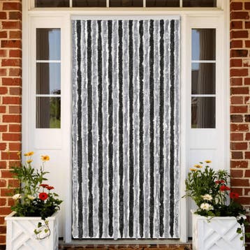 vidaXL Vliegengordijn 90x220 cm chenille grijs en zwart, Verzenden, Nieuw