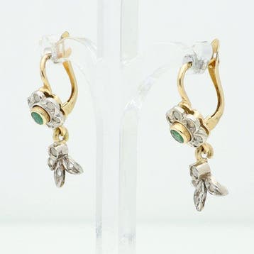 Boucles doreilles - 14 carats Or jaune, Or blanc - Diamant
