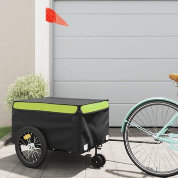 vidaXL Fietstrailer 45 kg ijzer zwart en groen, Verzenden, Nieuw