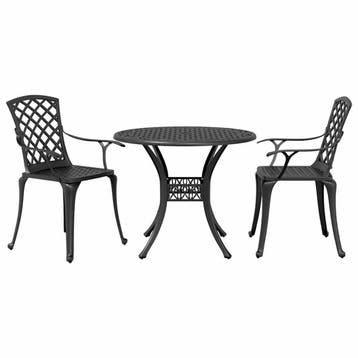 vidaXL 3-delige Bistroset gietaluminium zwart, Verzenden