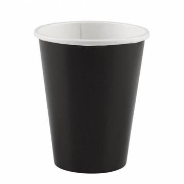 Zwarte Bekers Karton 266ml 8st, Verzenden