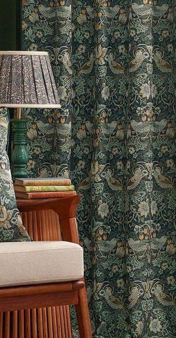 William Morris “Strawberry Thief” Vert Forêt – Paire de