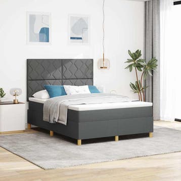 vidaXL LED Box Spring Bed met hoofdeinde Donkergrijs 160 x, Verzenden