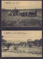 Ruanda-Urundi 1916 - 2 cartes postales, lune de 5 ct avec, Gestempeld