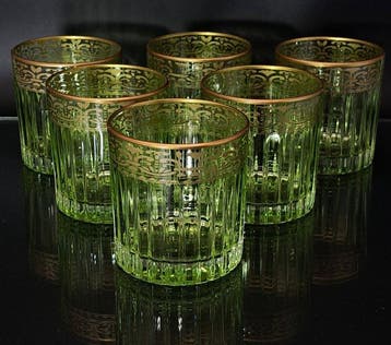 Artemisia - Drinkset (6) - Kristal, gouden zecchino - Whisky, Antiek en Kunst