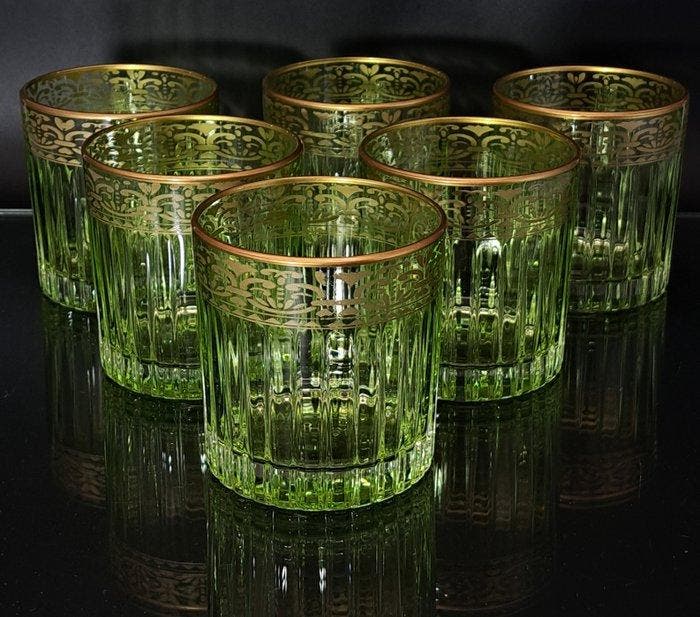 Artemisia - Drinkset (6) - Kristal, gouden zecchino - Whisky, Antiek en Kunst, Kunst | Designobjecten