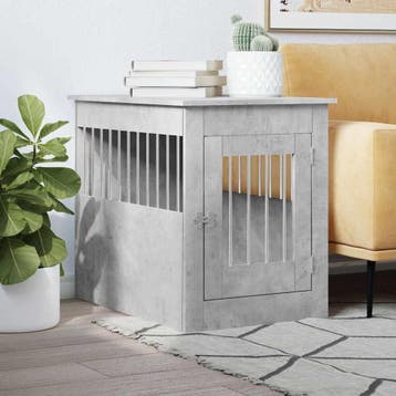 vidaXL Hondenbench 55 x 80 x 68 cm bewerkt hout betongrijs, Verzenden