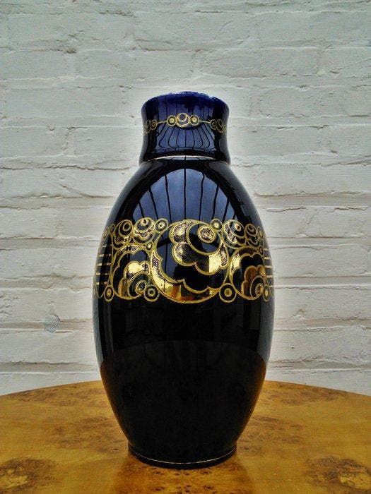 Boch Frères - Vase - Céramique, Émail, Plaqué or, Antiquités & Art, Antiquités | Verre & Cristal