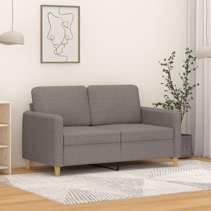 vidaXL Tweezitsbank / zetel 120 cm stof taupe, Maison & Meubles, Canapés | Salons, Envoi