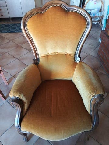 Fauteuil - bergère - Noyer - Fauteuil baroque vintage