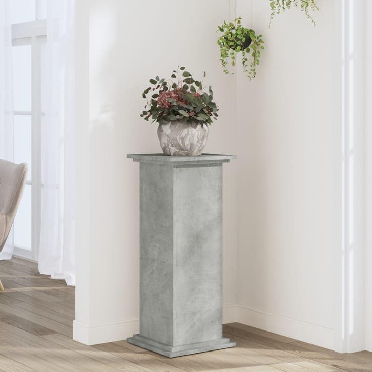 vidaXL Plantenstandaard 33x33x80 cm bewerkt hout betongrijs, Tuin en Terras, Bloembakken en Plantenbakken, Nieuw, Verzenden
