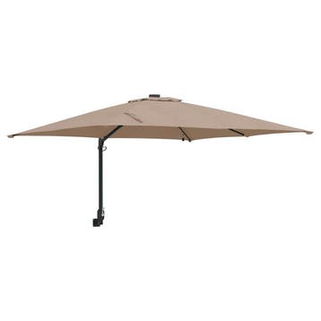 Parasol LED Taupe | Retour deal | 52% korting (tuinparasol), Tuin en Terras, Muurparasol, 2 tot 3 meter, Zo goed als nieuw, Kantelbaar
