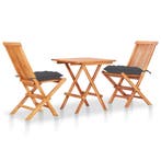 vidaXL 3-delige Bistroset met antracietkleurige kussens, Verzenden