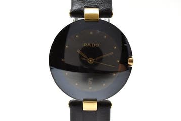 Rado - Coupole Quartz Black Dial Domed Crystal Gold Accents, Nieuw