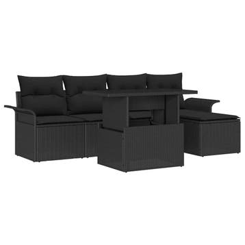 vidaXL Tuinbank Set 6 st Zwart [Synthetisch]: Poly Riet, Verzenden, Nieuw