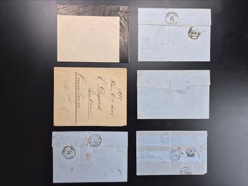 Frankrijk 1871/1875 - Een lot van zes brieven en fragmenten, Postzegels en Munten, Gestempeld