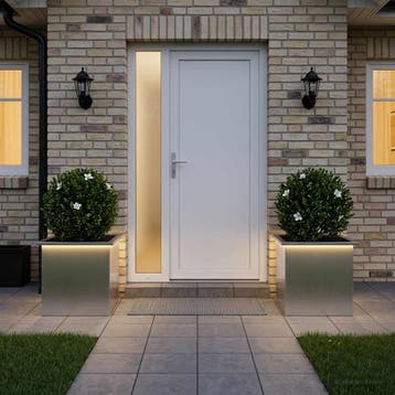 vidaXL Tuinplantenbak met led 2 st zilver 50 x 50 x 48 cm, Jardin & Terrasse, Verzenden