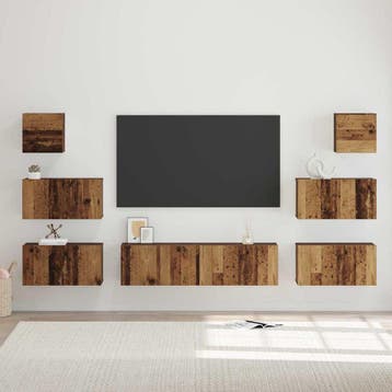 vidaXL Tv-meubelset 8 st Oud Hout Bewerkt hout, Verzenden