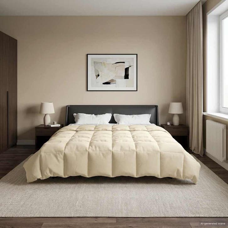 vidaXL Volledig Jaar Dekbed Gekwilt Crème 220 x 240 cm, Maison & Meubles, Chambre à coucher | Linge de lit, Envoi
