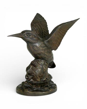 sculptuur, Beautiful Kingfisher - 18 cm - Brons