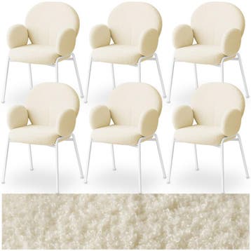 Stoel Scandi gestoffeerd, bouclé stof - crème, Set van 6, Huis en Inrichting, Verzenden, Nieuw
