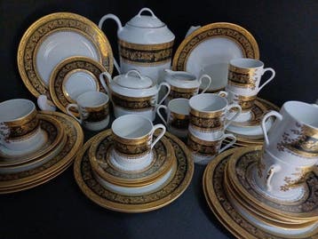 Limoges - Service à café (39) - Porcelaine - Luxueux, doré à, Antiquités & Art
