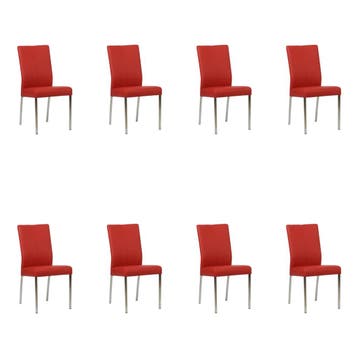 Set van 8 Leren eetkamerstoelen Comfort - Toledo Ducati, Ophalen of Verzenden