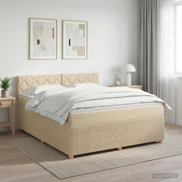 vidaXL Boxspringbed met matras Crèmekleurig 180 x 200 cm, Verzenden, Nieuw