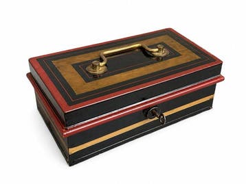 Exquisite English Japanned Cash Box - Brandkast - Metaal -