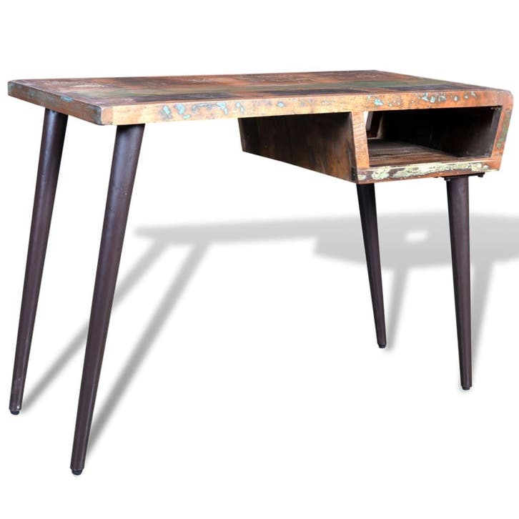 vidaXL Bureau met ijzeren poten gerecycled hout, Huis en Inrichting, Bureaus, Nieuw, Verzenden