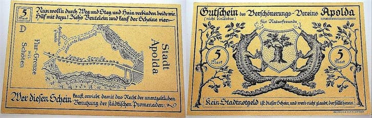 5 Mark ohne Jahr duitse Serienscheine Apolda 1918-1922, Postzegels en Munten, Munten | Nederland, Verzenden