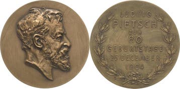Brons medaille 1904 Personenmedaille Pietsch, Ludwig 1824..., Verzenden