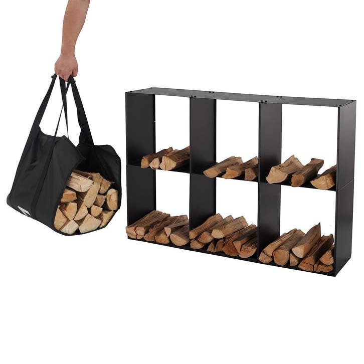 Lendo Online Brandhoutrek 80x28x120 cm Zwart Staal, Jardin & Terrasse, Bois de chauffage, Envoi