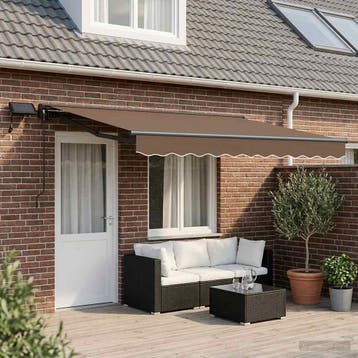 vidaXL Handbediende luifel met LEDs Taupe 4 × 3,5 m, Verzenden