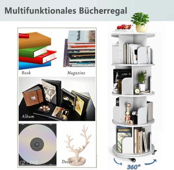 uyoyous Draaibare boekenkast met 4 niveaus, 360° draaibar.., Ophalen of Verzenden