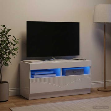 vidaXL LED tv-meubel Hoogglans Wit Bewerkt hout, Verzenden, Nieuw