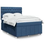 vidaXL Boxspring met matras stof blauw 160x200 cm, Verzenden, Nieuw