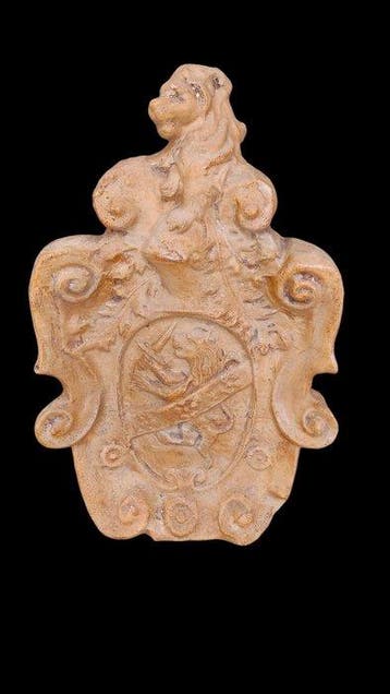 sculptuur, Stemma Araldico Leone Con Spada - 34 cm - Gegoten