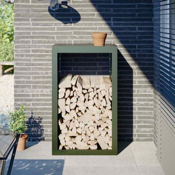 vidaXL Haardhoutrek 60x40x100 cm staal groen, Verzenden