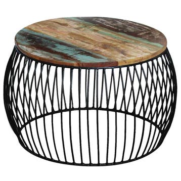 vidaXL Salontafel rond 68x37 cm massief gerecycled hout, Verzenden, Nieuw